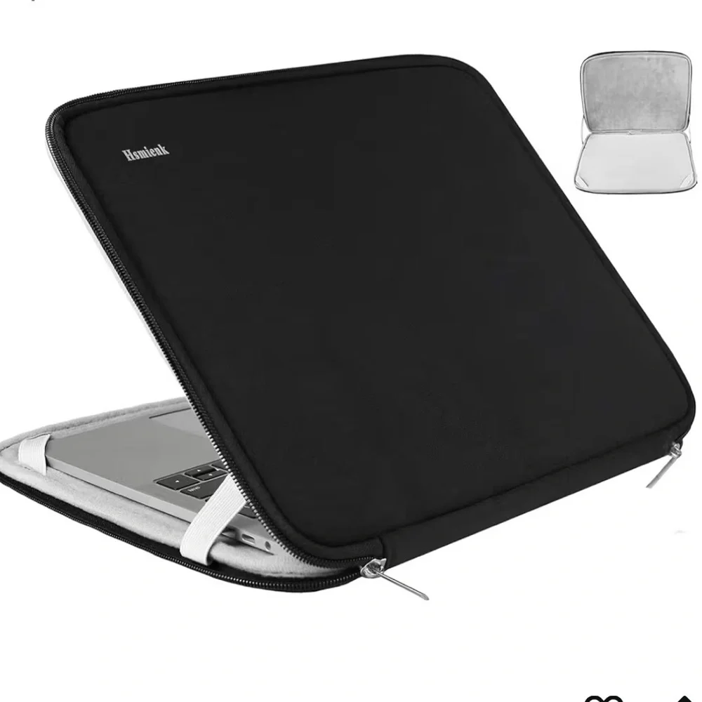 Black Laptop Sleeve 15.6” Durable Shockproof Protective Cover Flip Case